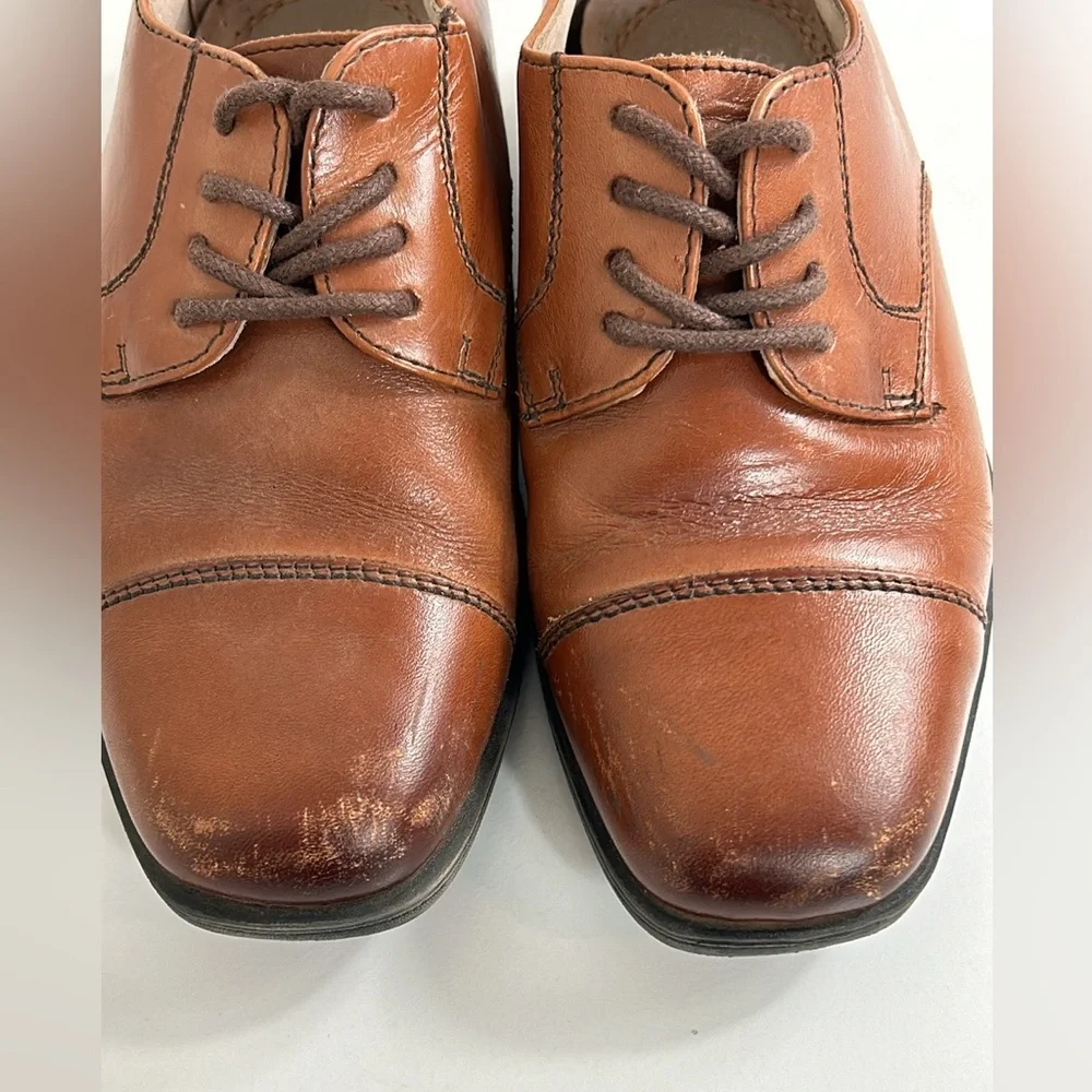 Florsheim Kids Reveal Cap Toe Ox, Jr. Toddler Cognac Leather Boys Size 10M